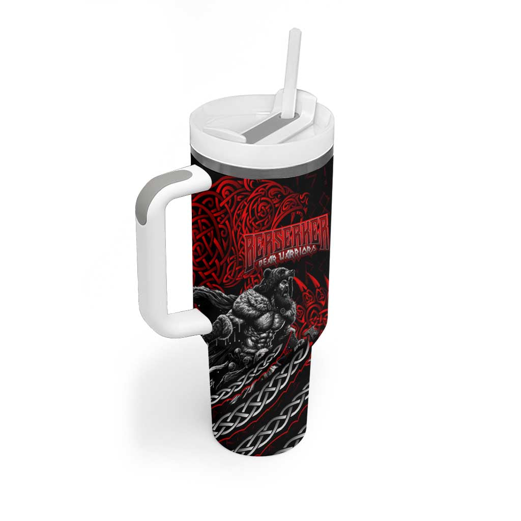 Berserker Bear Warrior Viking Tumbler With Handle Tribal Strength and Runic Blood