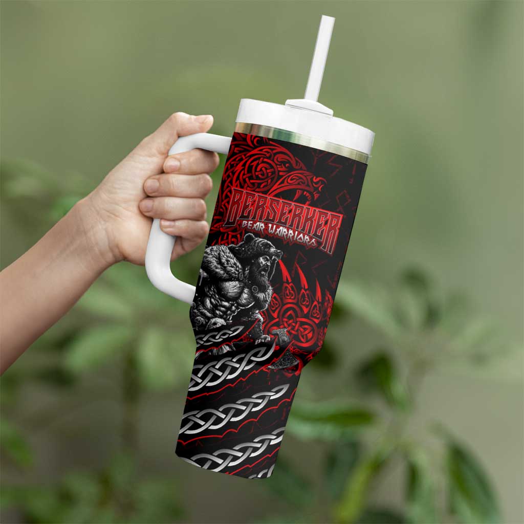 Berserker Bear Warrior Viking Tumbler With Handle Tribal Strength and Runic Blood