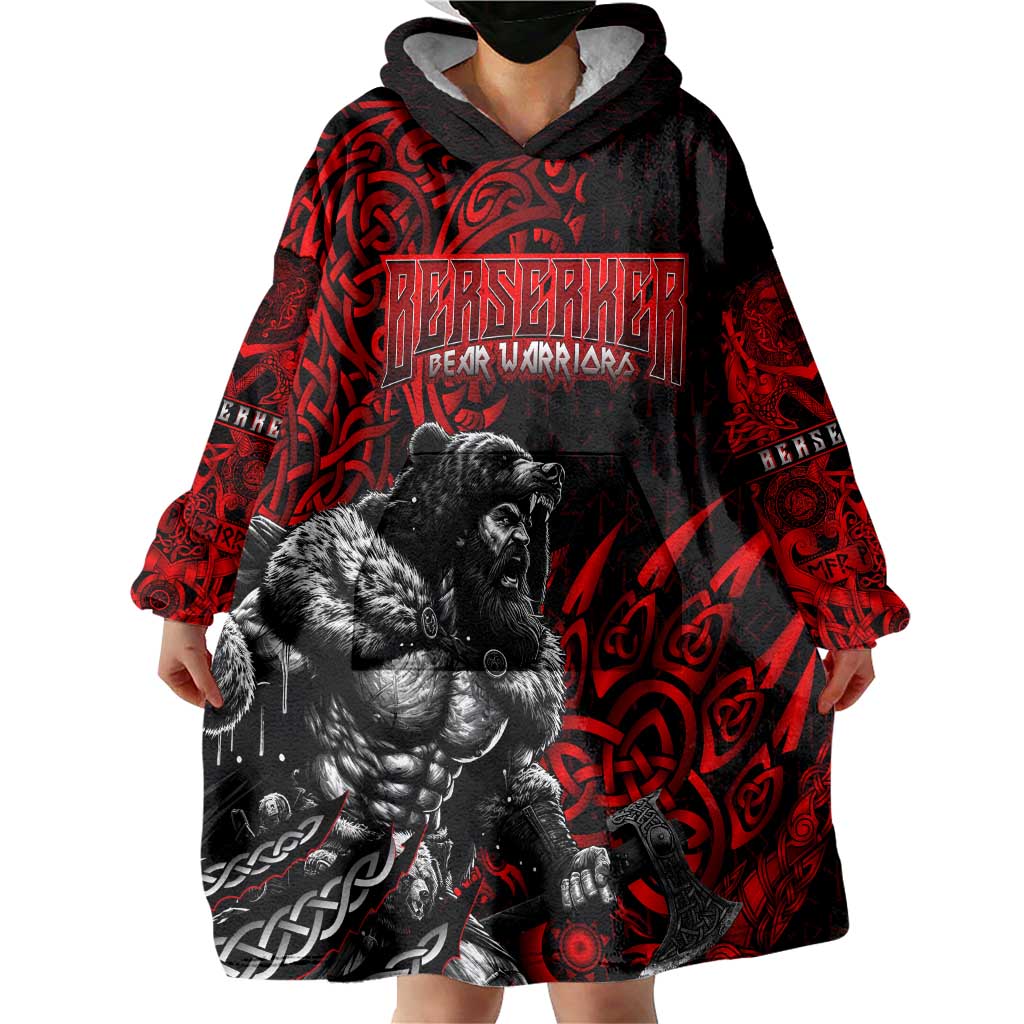 Berserker Bear Warrior Viking Wearable Blanket Hoodie Tribal Strength and Runic Blood