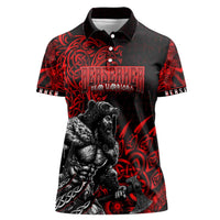 Berserker Bear Warrior Viking Women Polo Shirt Tribal Strength and Runic Blood