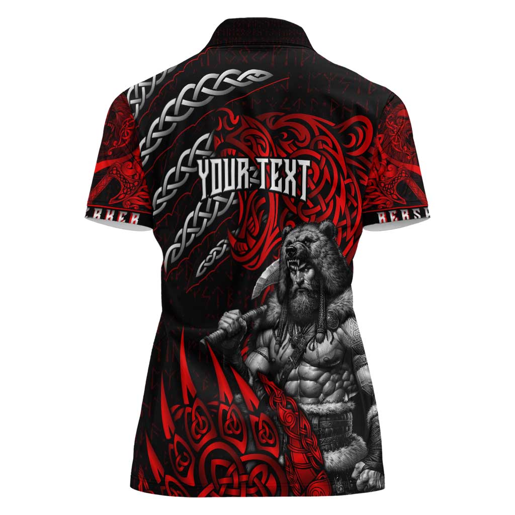 Berserker Bear Warrior Viking Women Polo Shirt Tribal Strength and Runic Blood