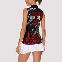 Berserker Bear Warrior Viking Women Sleeveless Polo Shirt Tribal Strength and Runic Blood