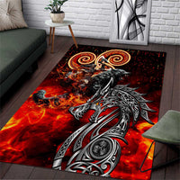 Ulfhednar Wofl Warrior Viking Area Rug Runes Norse Mythology Fire