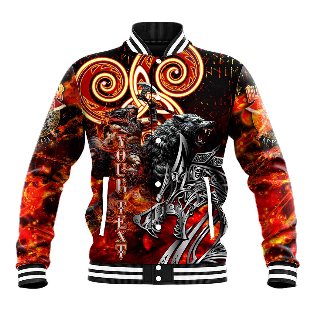 Ulfhednar Wofl Warrior Viking Baseball Jacket Runes Norse Mythology Fire