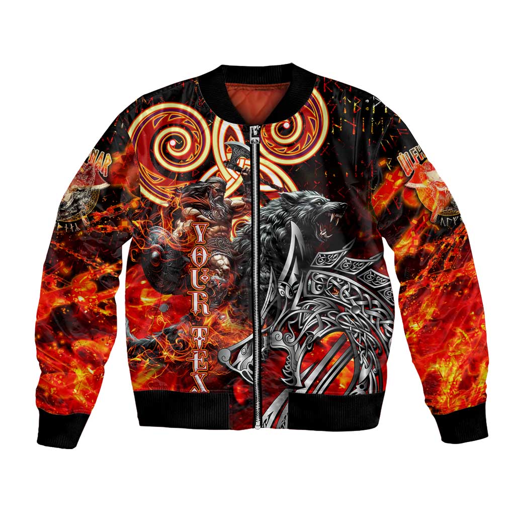 Ulfhednar Wofl Warrior Viking Bomber Jacket Runes Norse Mythology Fire