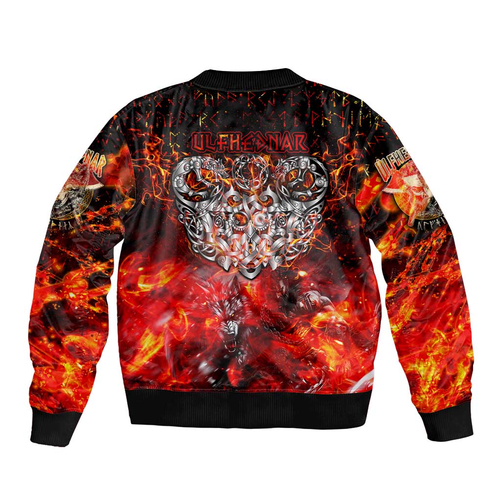 Ulfhednar Wofl Warrior Viking Bomber Jacket Runes Norse Mythology Fire