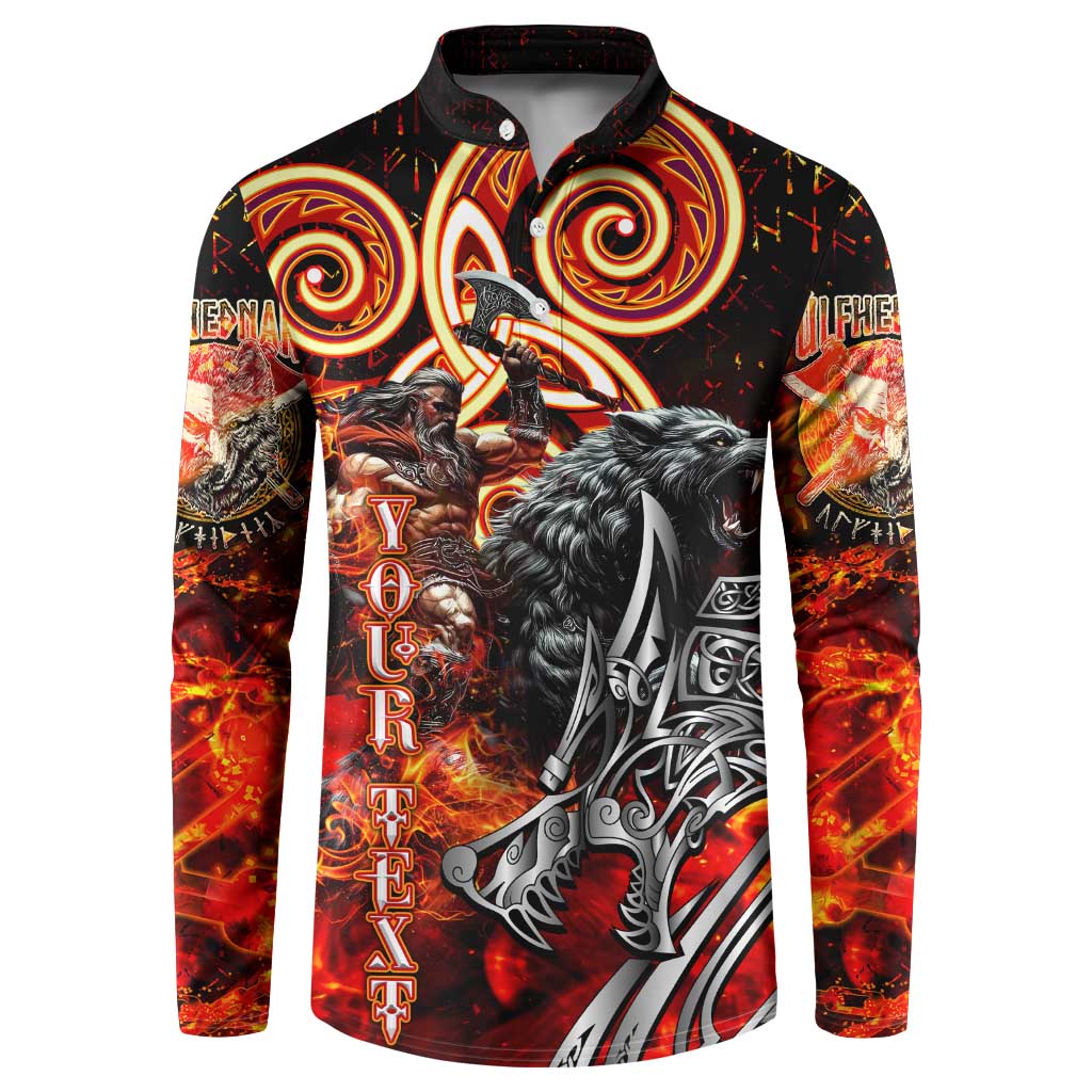 Ulfhednar Wofl Warrior Viking Button Sweatshirt Runes Norse Mythology Fire