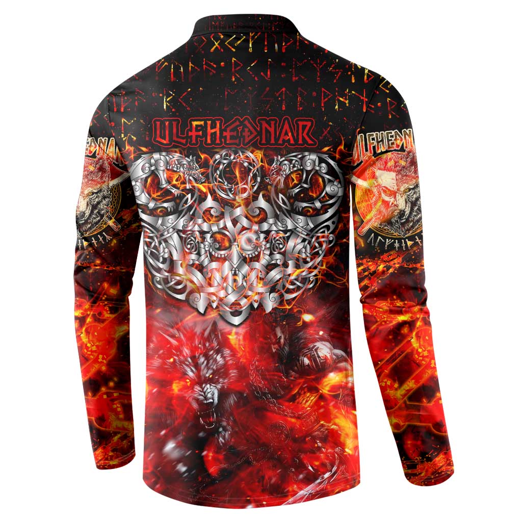 Ulfhednar Wofl Warrior Viking Button Sweatshirt Runes Norse Mythology Fire