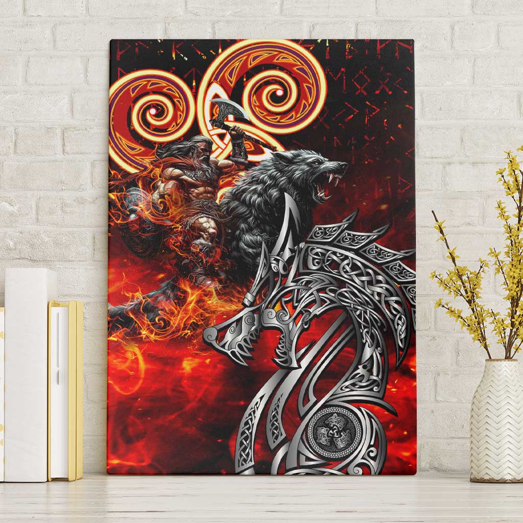 Ulfhednar Wofl Warrior Viking Canvas Wall Art Runes Norse Mythology Fire