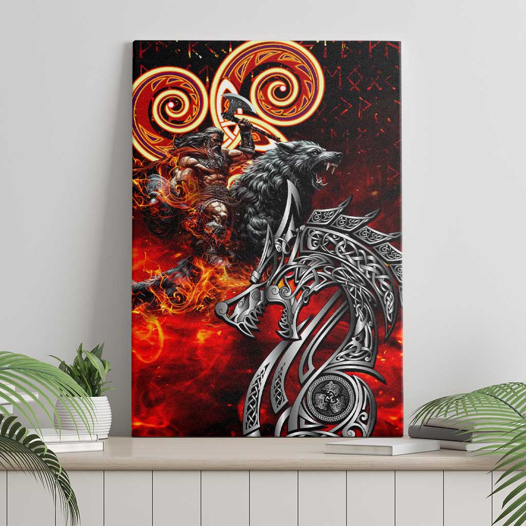 Ulfhednar Wofl Warrior Viking Canvas Wall Art Runes Norse Mythology Fire