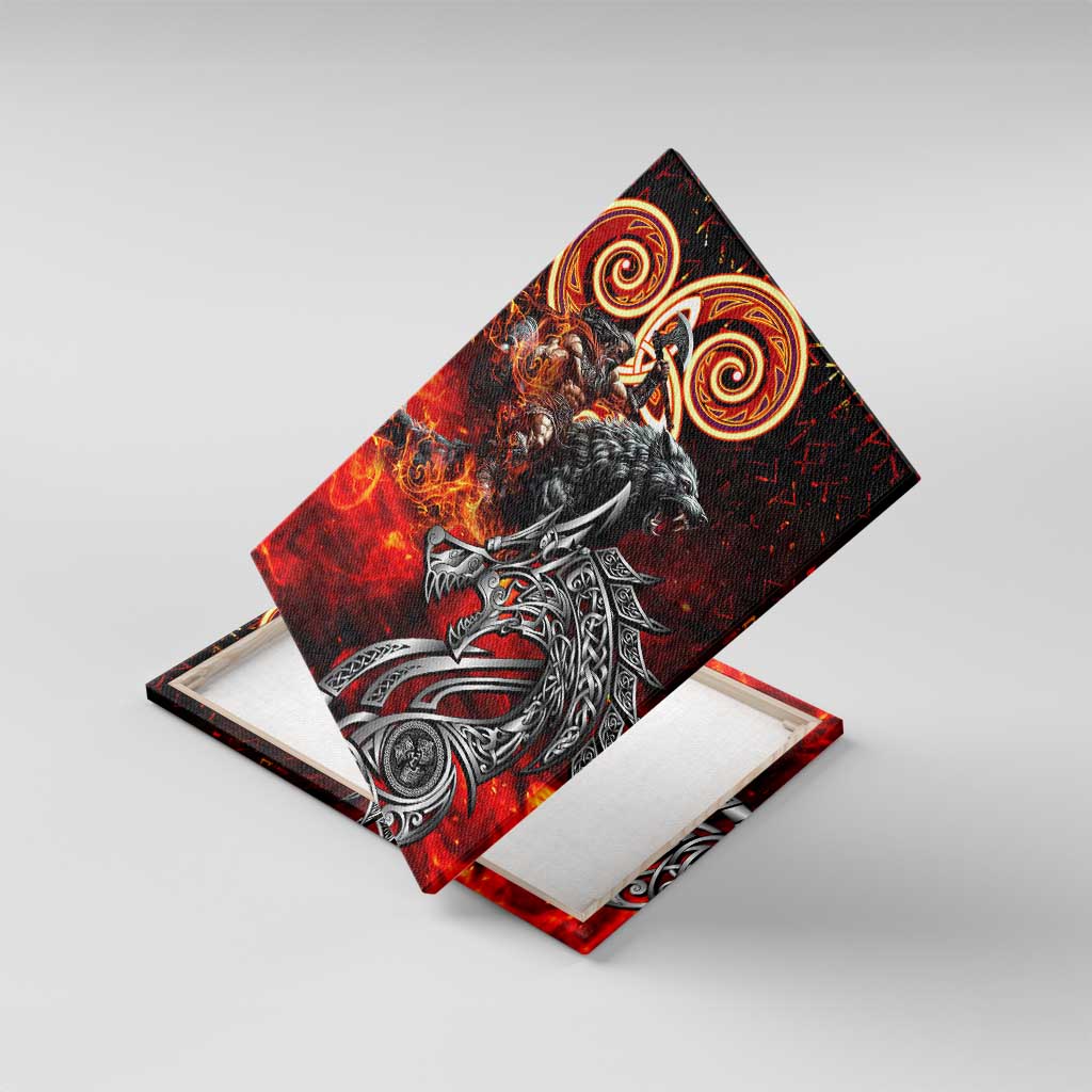 Ulfhednar Wofl Warrior Viking Canvas Wall Art Runes Norse Mythology Fire