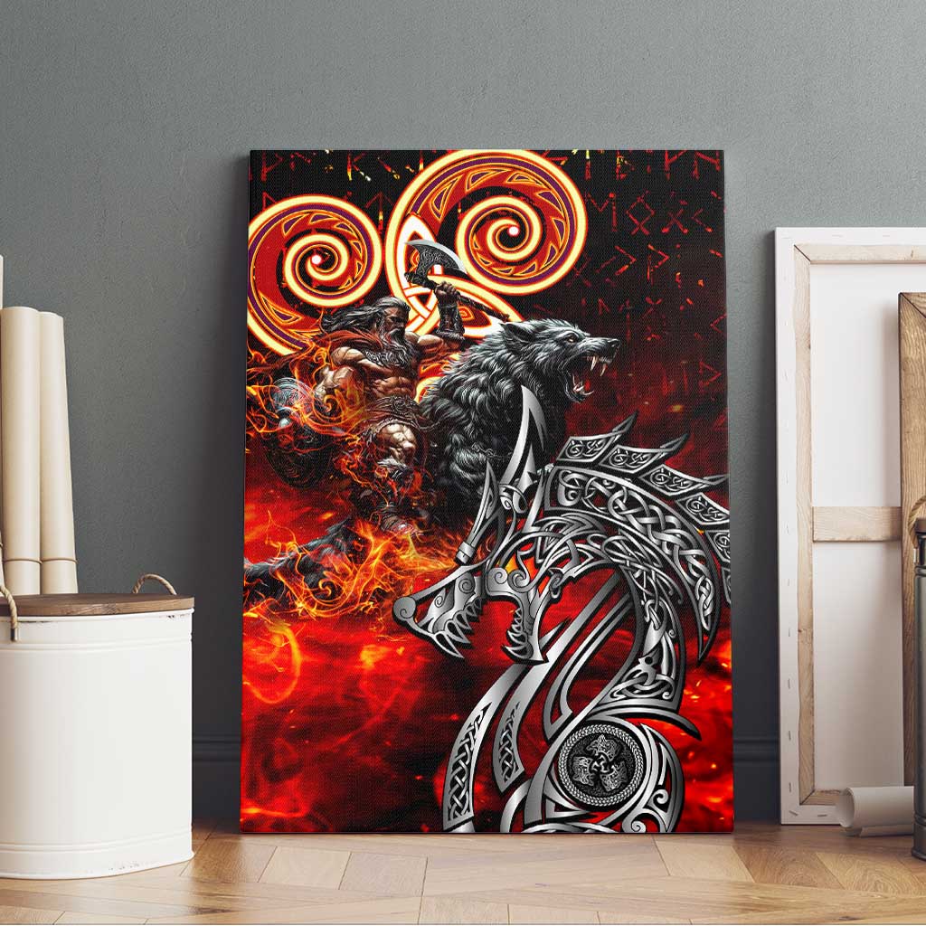 Ulfhednar Wofl Warrior Viking Canvas Wall Art Runes Norse Mythology Fire