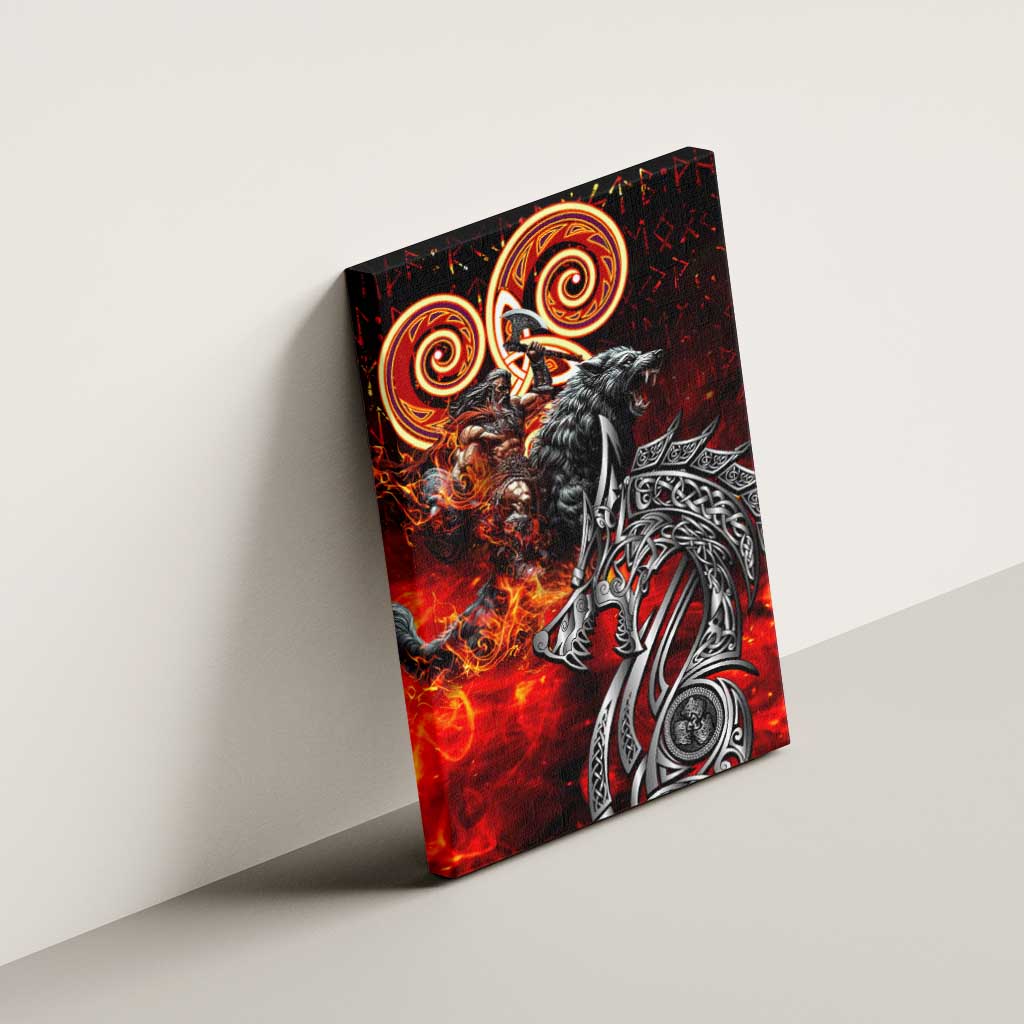 Ulfhednar Wofl Warrior Viking Canvas Wall Art Runes Norse Mythology Fire