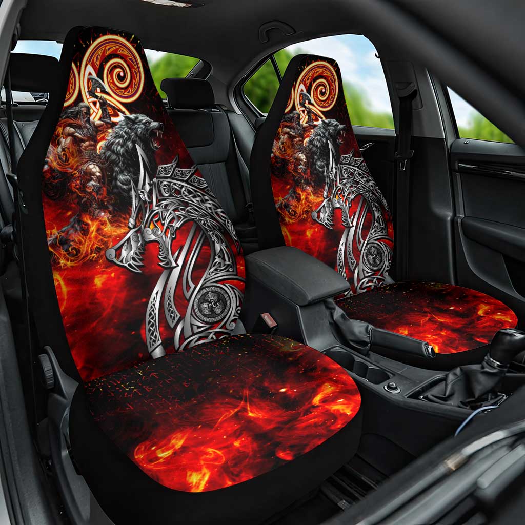 Ulfhednar Wofl Warrior Viking Car Seat Cover Runes Norse Mythology Fire