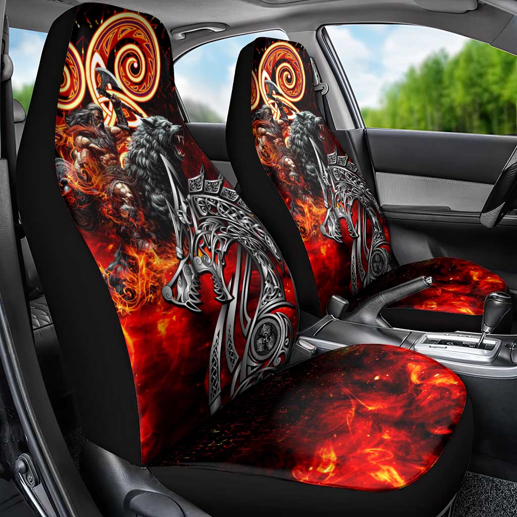Ulfhednar Wofl Warrior Viking Car Seat Cover Runes Norse Mythology Fire