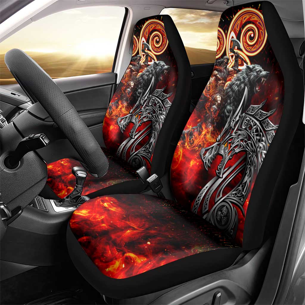 Ulfhednar Wofl Warrior Viking Car Seat Cover Runes Norse Mythology Fire