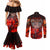 Ulfhednar Wofl Warrior Viking Couples Matching Mermaid Dress and Long Sleeve Button Shirt Runes Norse Mythology Fire