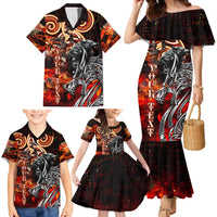 Ulfhednar Wofl Warrior Viking Family Matching Mermaid Dress and Hawaiian Shirt Runes Norse Mythology Fire