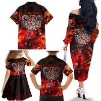 Ulfhednar Wofl Warrior Viking Family Matching Off The Shoulder Long Sleeve Dress and Hawaiian Shirt Runes Norse Mythology Fire