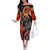 Ulfhednar Wofl Warrior Viking Family Matching Off The Shoulder Long Sleeve Dress and Hawaiian Shirt Runes Norse Mythology Fire