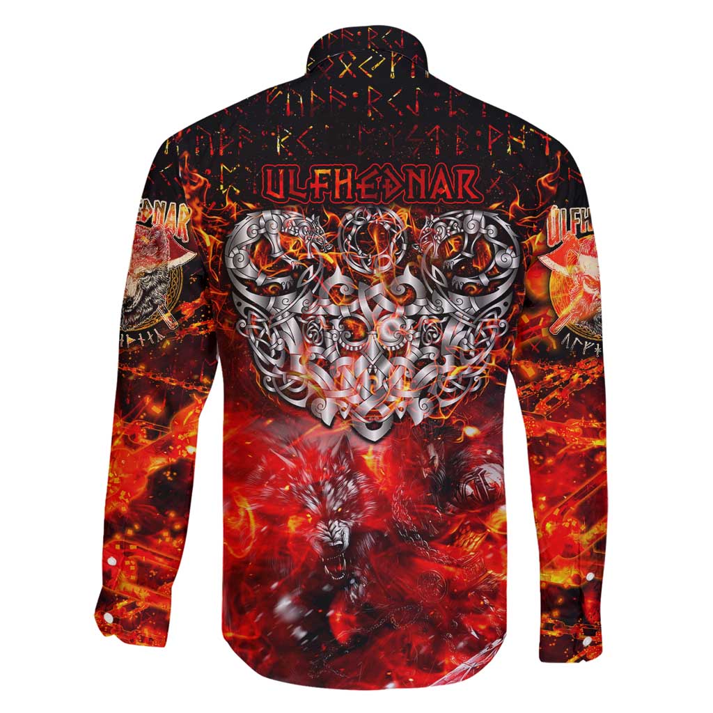 Ulfhednar Wofl Warrior Viking Family Matching Off Shoulder Maxi Dress and Hawaiian Shirt Runes Norse Mythology Fire