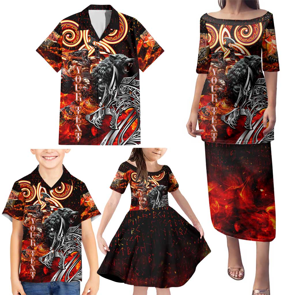 Ulfhednar Wofl Warrior Viking Family Matching Puletasi and Hawaiian Shirt Runes Norse Mythology Fire