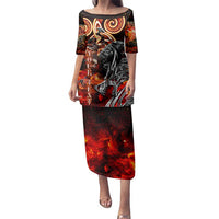 Ulfhednar Wofl Warrior Viking Family Matching Puletasi and Hawaiian Shirt Runes Norse Mythology Fire