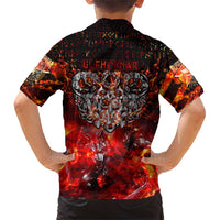 Ulfhednar Wofl Warrior Viking Family Matching Short Sleeve Bodycon Dress and Hawaiian Shirt Runes Norse Mythology Fire