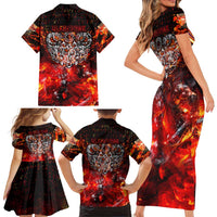 Ulfhednar Wofl Warrior Viking Family Matching Short Sleeve Bodycon Dress and Hawaiian Shirt Runes Norse Mythology Fire