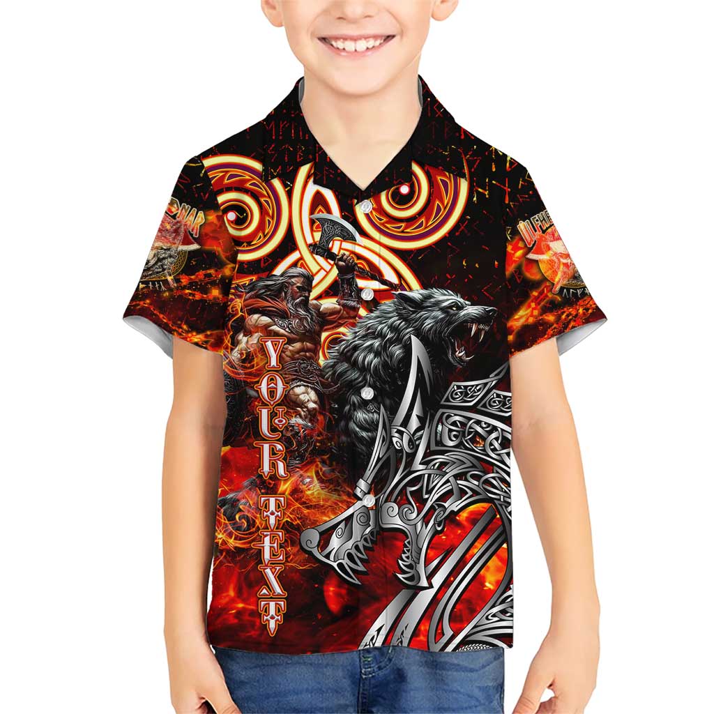 Ulfhednar Wofl Warrior Viking Family Matching Short Sleeve Bodycon Dress and Hawaiian Shirt Runes Norse Mythology Fire