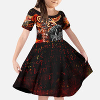 Ulfhednar Wofl Warrior Viking Family Matching Summer Maxi Dress and Hawaiian Shirt Runes Norse Mythology Fire
