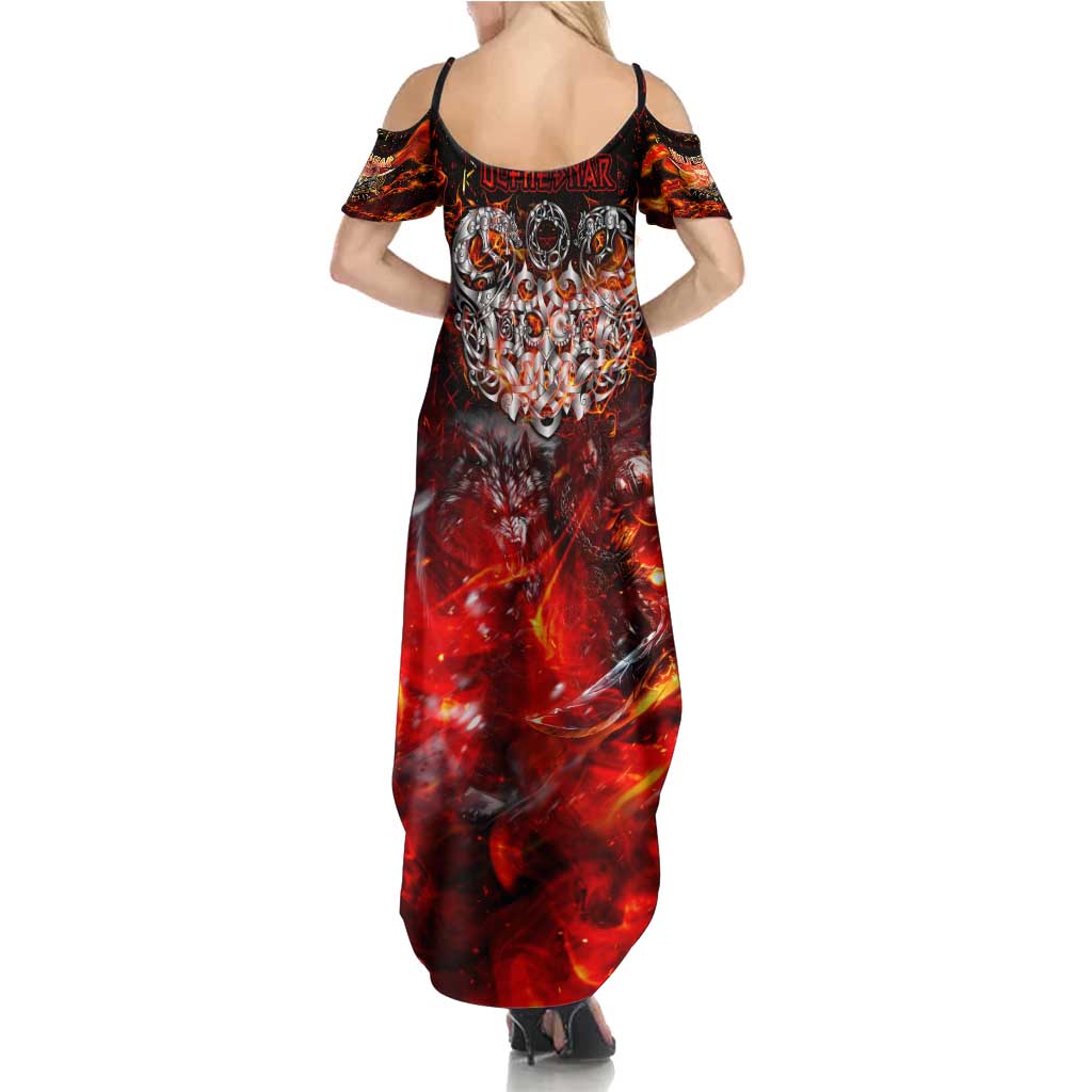 Ulfhednar Wofl Warrior Viking Family Matching Summer Maxi Dress and Hawaiian Shirt Runes Norse Mythology Fire