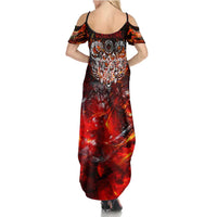 Ulfhednar Wofl Warrior Viking Family Matching Summer Maxi Dress and Hawaiian Shirt Runes Norse Mythology Fire