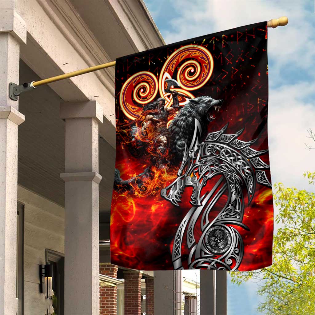 Ulfhednar Wofl Warrior Viking Garden Flag Runes Norse Mythology Fire