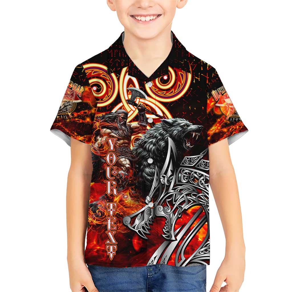 Ulfhednar Wofl Warrior Viking Kid Hawaiian Shirt Runes Norse Mythology Fire