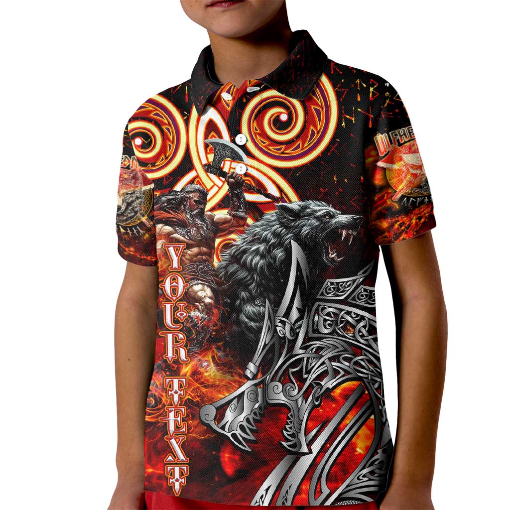 Ulfhednar Wofl Warrior Viking Kid Polo Shirt Runes Norse Mythology Fire