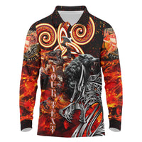 Ulfhednar Wofl Warrior Viking Long Sleeve Polo Shirt Runes Norse Mythology Fire