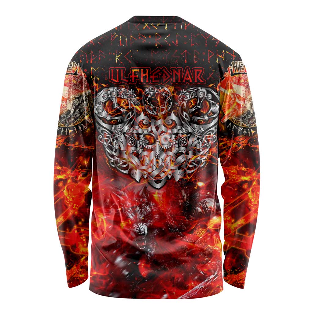 Ulfhednar Wofl Warrior Viking Long Sleeve Shirt Runes Norse Mythology Fire