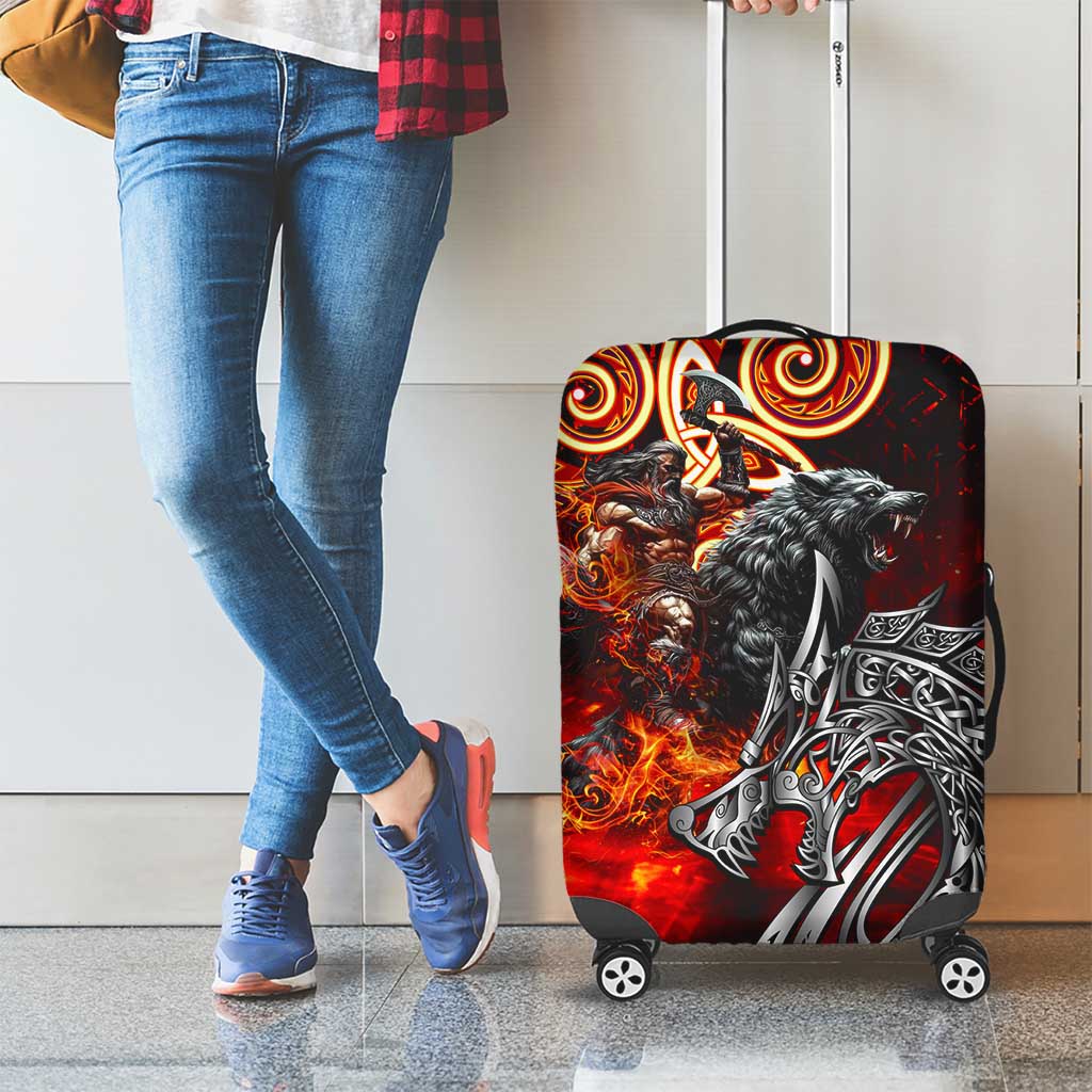 Ulfhednar Wofl Warrior Viking Luggage Cover Runes Norse Mythology Fire