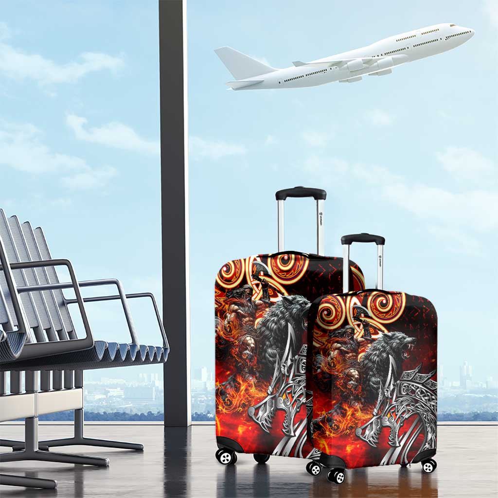 Ulfhednar Wofl Warrior Viking Luggage Cover Runes Norse Mythology Fire