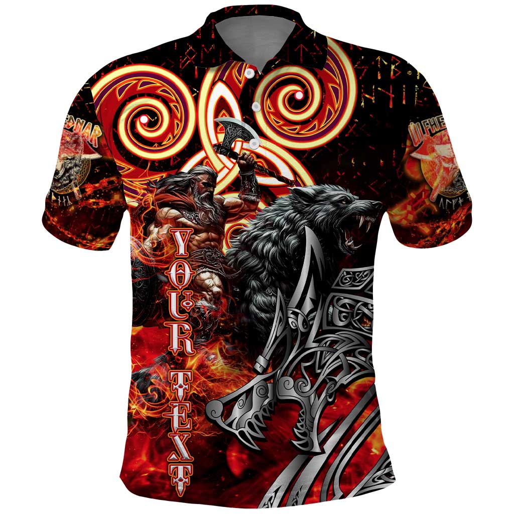 Ulfhednar Wofl Warrior Viking Polo Shirt Runes Norse Mythology Fire