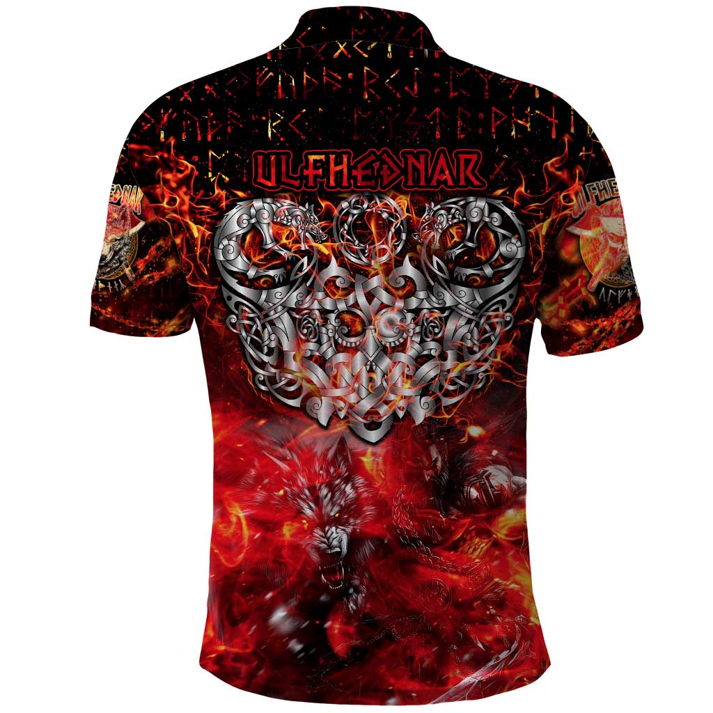 Ulfhednar Wofl Warrior Viking Polo Shirt Runes Norse Mythology Fire