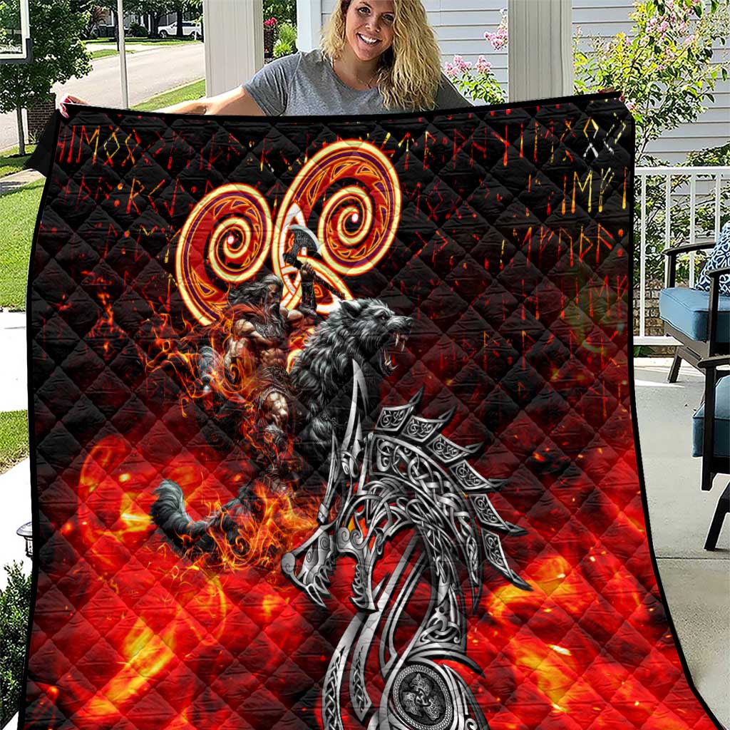 Ulfhednar Wofl Warrior Viking Quilt Runes Norse Mythology Fire