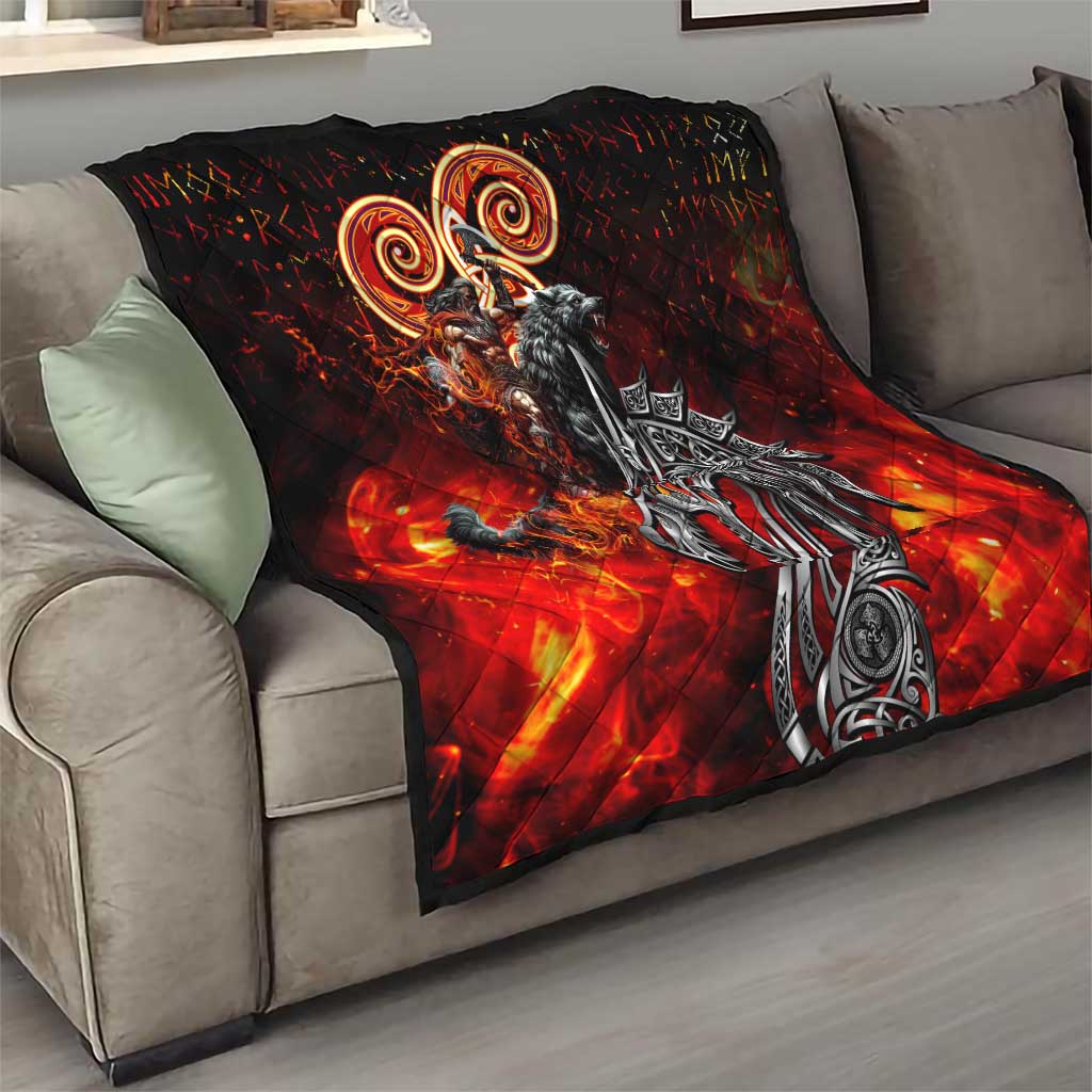 Ulfhednar Wofl Warrior Viking Quilt Runes Norse Mythology Fire