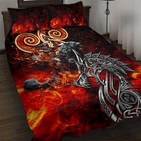 Ulfhednar Wofl Warrior Viking Quilt Bed Set Runes Norse Mythology Fire