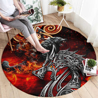 Ulfhednar Wofl Warrior Viking Round Carpet Runes Norse Mythology Fire