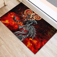Ulfhednar Wofl Warrior Viking Rubber Doormat Runes Norse Mythology Fire
