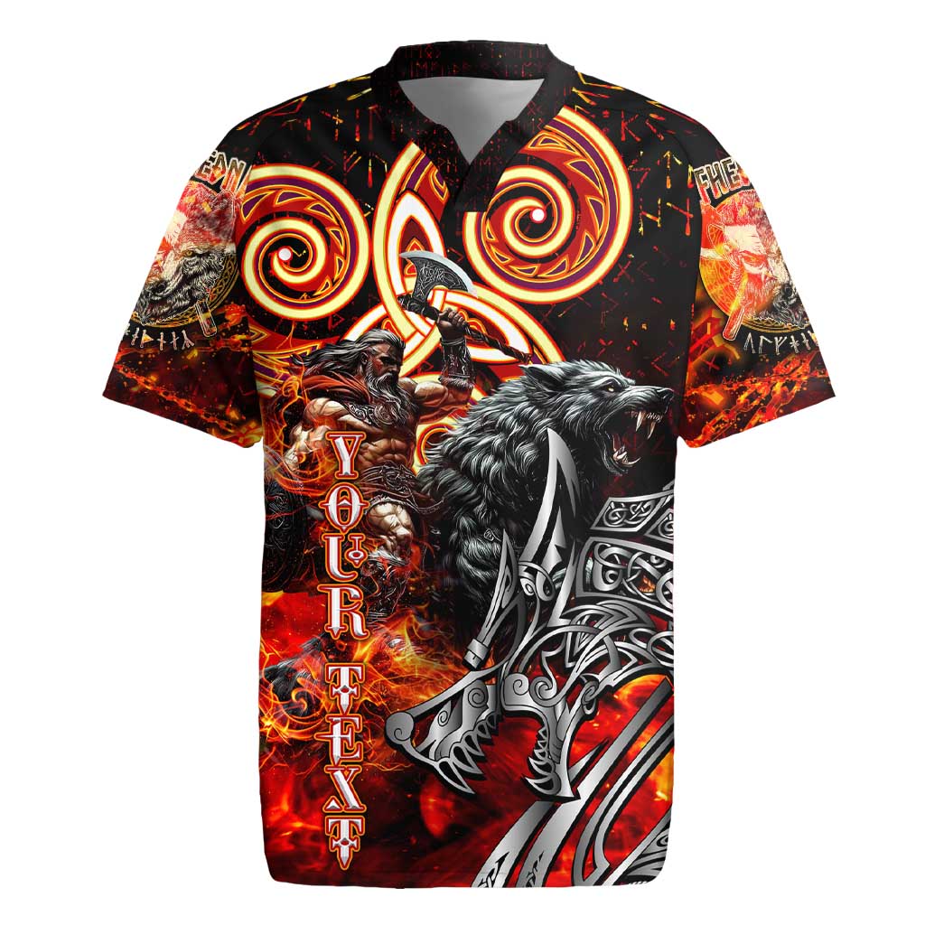 Ulfhednar Wofl Warrior Viking Rugby Jersey Runes Norse Mythology Fire