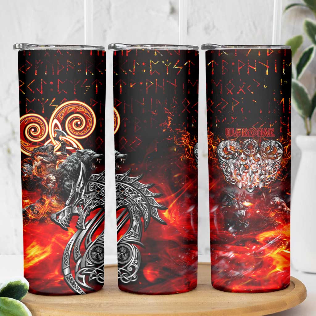 Ulfhednar Wofl Warrior Viking Skinny Tumbler Runes Norse Mythology Fire