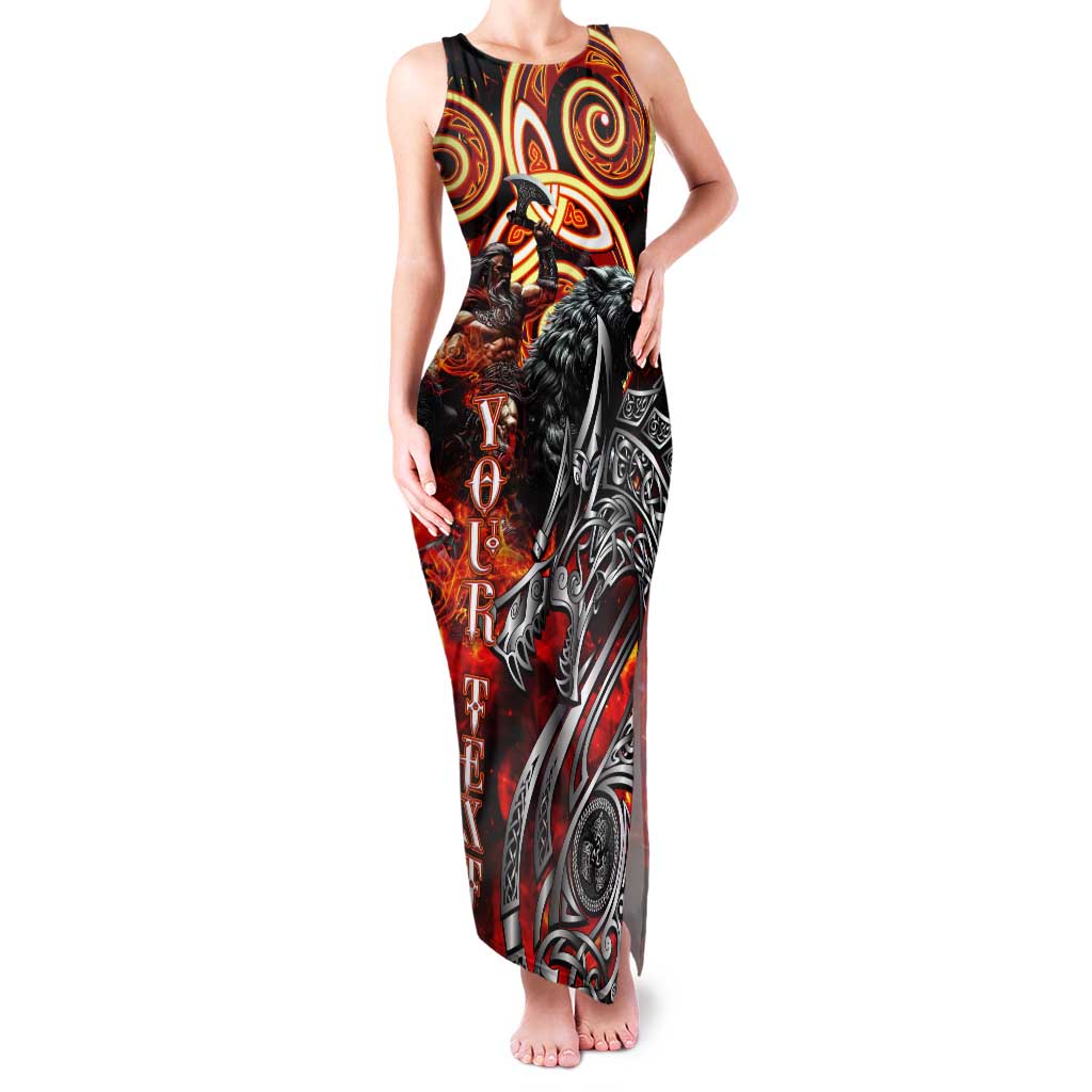 Ulfhednar Wofl Warrior Viking Tank Maxi Dress Runes Norse Mythology Fire
